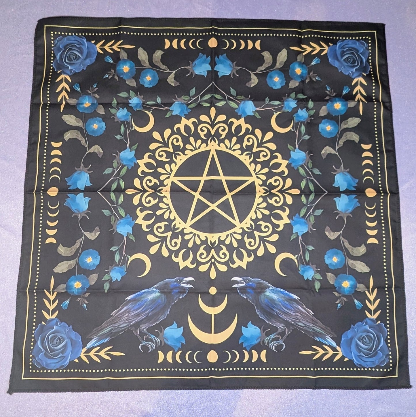 Pentagram Raven Altar Cloth