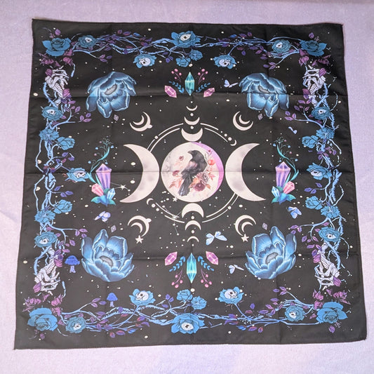 Raven Crystal Moon Altar Cloth