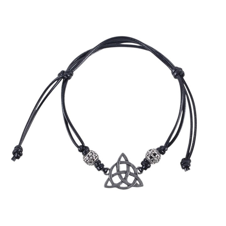 Black Celtic Triquetra Knot Cord Bracelet