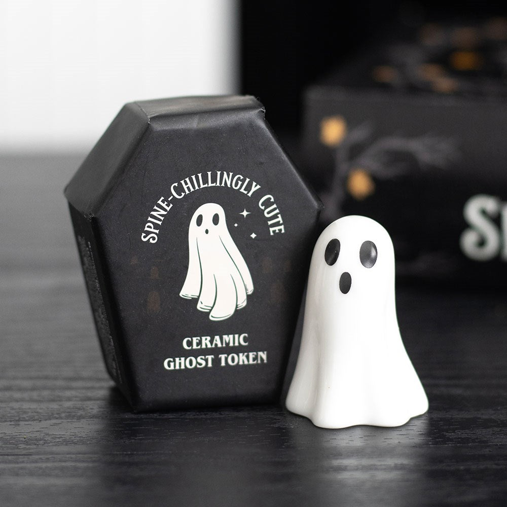 Mini Ceramic Ghost Token in Coffin Box
