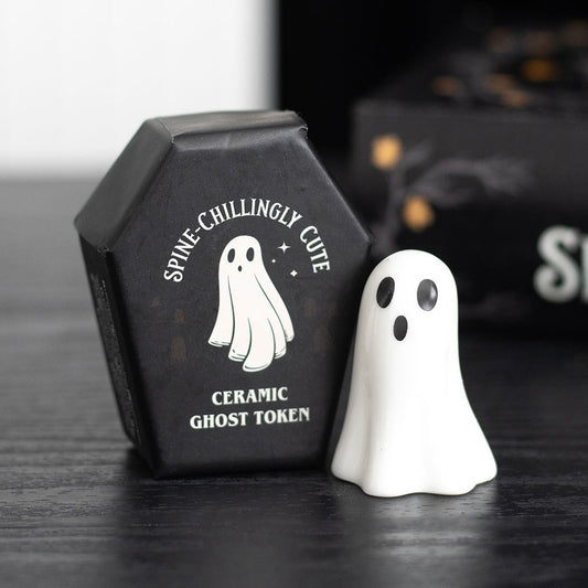 Mini Ceramic Ghost Token in Coffin Box
