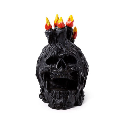 Black Screaming Skull with Candles & Melted Wax