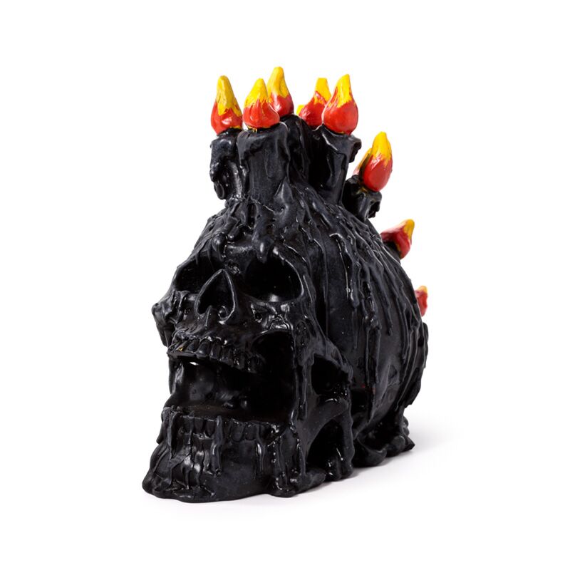 Black Screaming Skull with Candles & Melted Wax