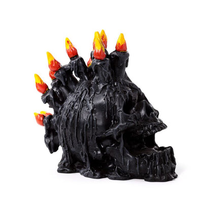 Black Screaming Skull with Candles & Melted Wax