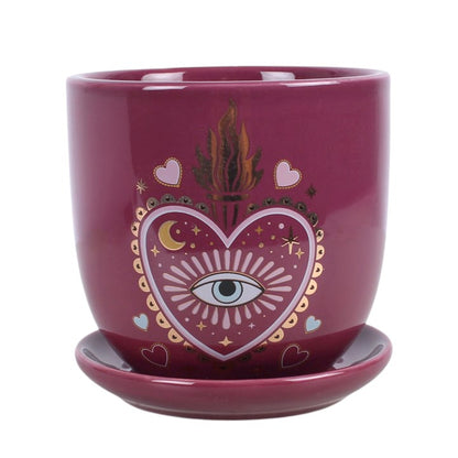 Sacred Sight Heart Plant Pot with Saucer