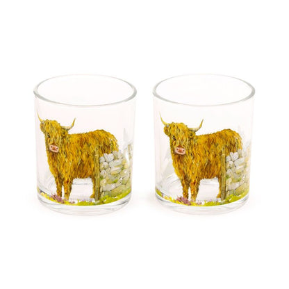 Jan Pashley Highland Coo Glass Tumbler Set