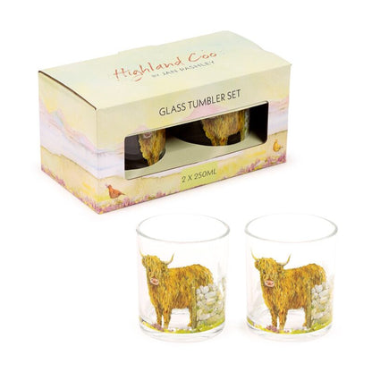 Jan Pashley Highland Coo Glass Tumbler Set