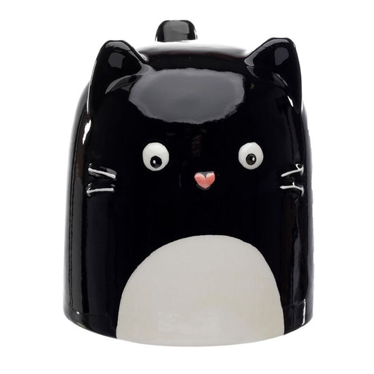 Black Cat Upside Down Ceramic Shaped Mug