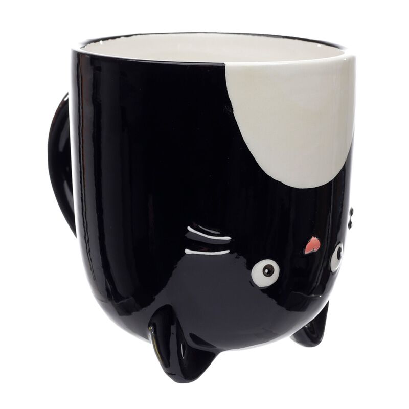 Black Cat Upside Down Ceramic Shaped Mug