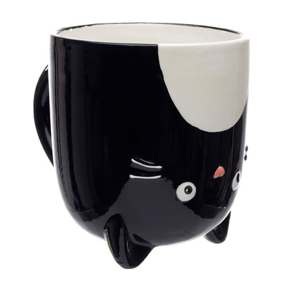 Black Cat Upside Down Ceramic Shaped Mug