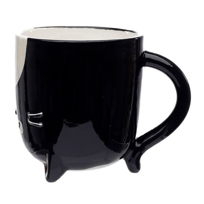 Black Cat Upside Down Ceramic Shaped Mug