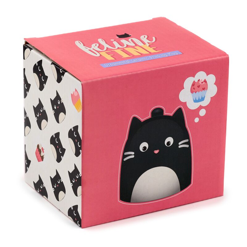 Black Cat Upside Down Ceramic Shaped Mug