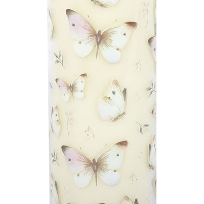 White Butterfly Print Vanilla Tube Candle