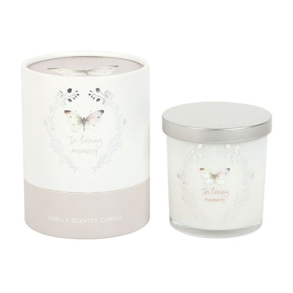 In Loving Memory White Butterfly Vanilla Candle