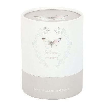 In Loving Memory White Butterfly Vanilla Candle