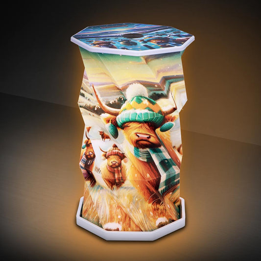 Winter Highland Cows Foldable Lamp