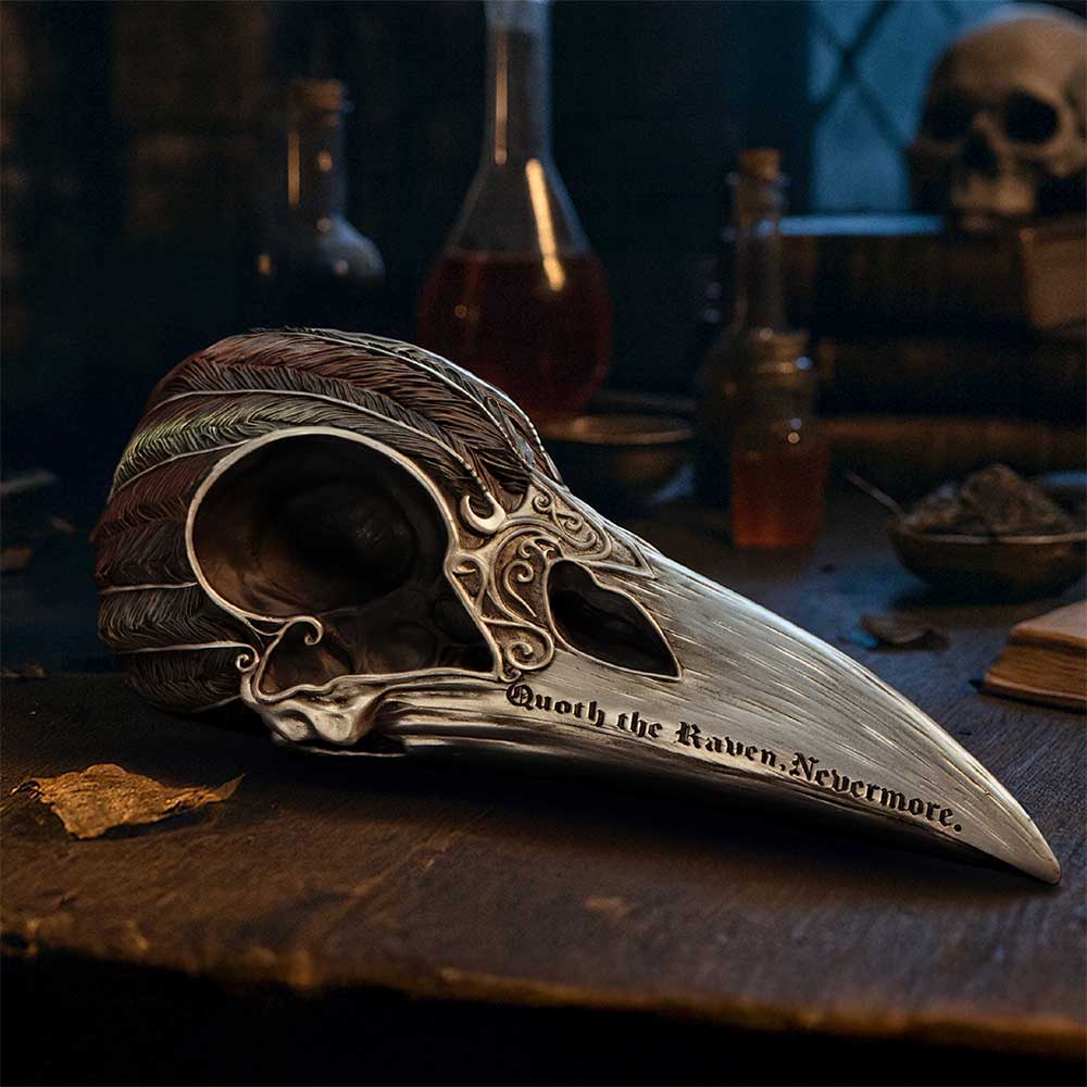 Quoth The Raven Skull Ornament