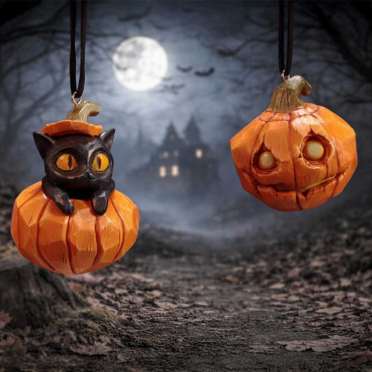 Pumpkin and Patch Hanging Ornaments (Set of 2)