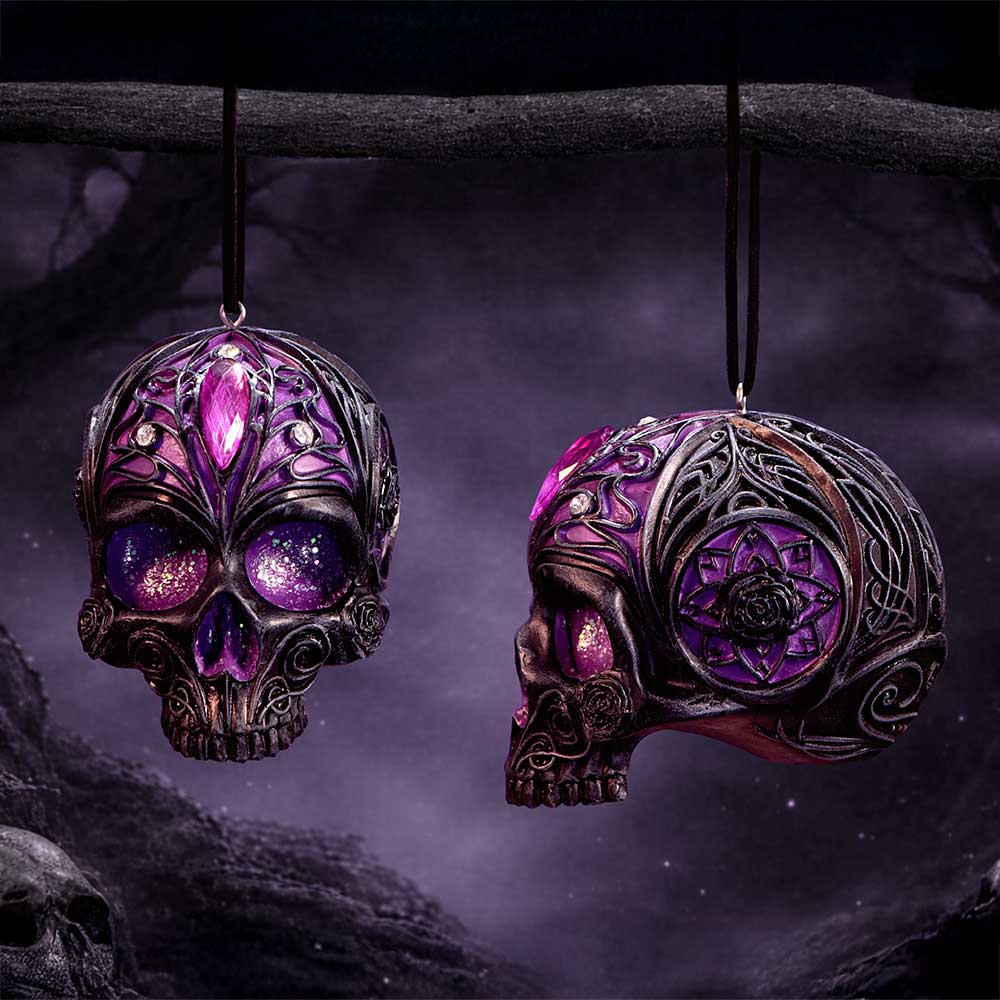 Jewelled Fate Hanging Skull Ornament
