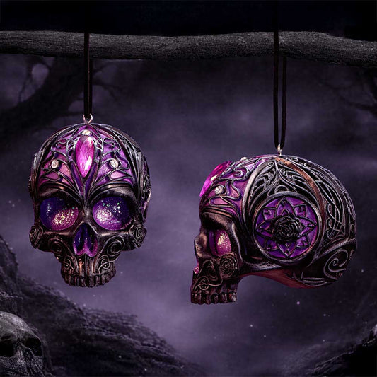 Jewelled Fate Hanging Skull Ornament