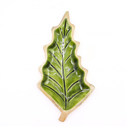 Lost in the Forest -  Enamel Leaf Wooden Bowl