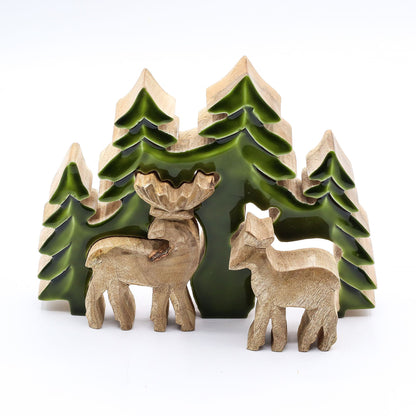 Lost in the Forest -  Two Deer in the Forest 3D Wooden Decoration