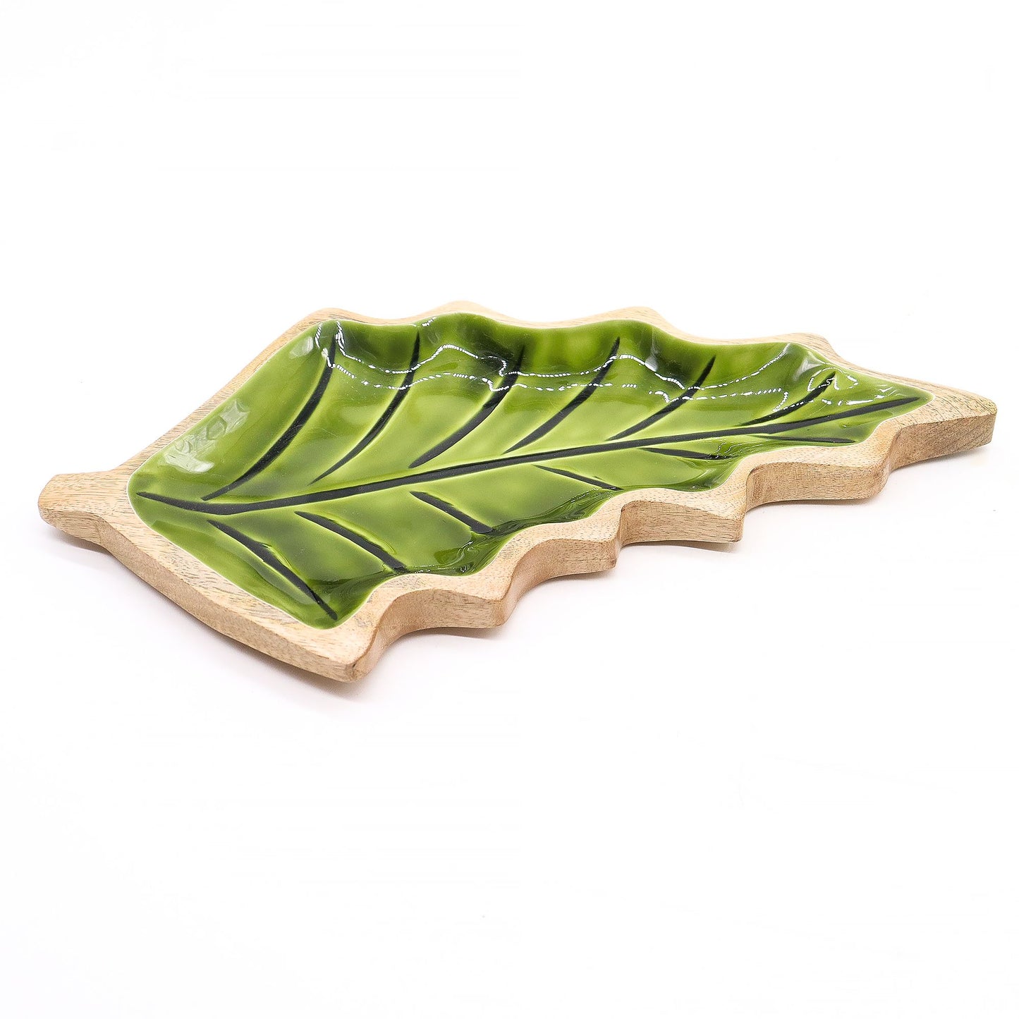 Lost in the Forest -  Enamel Leaf Wooden Bowl