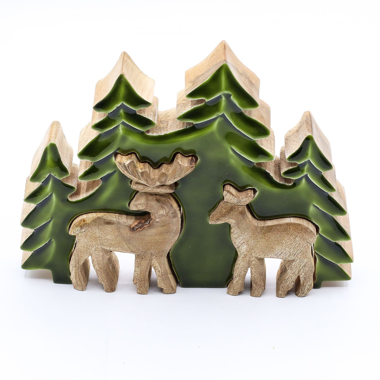 Lost in the Forest -  Two Deer in the Forest 3D Wooden Decoration