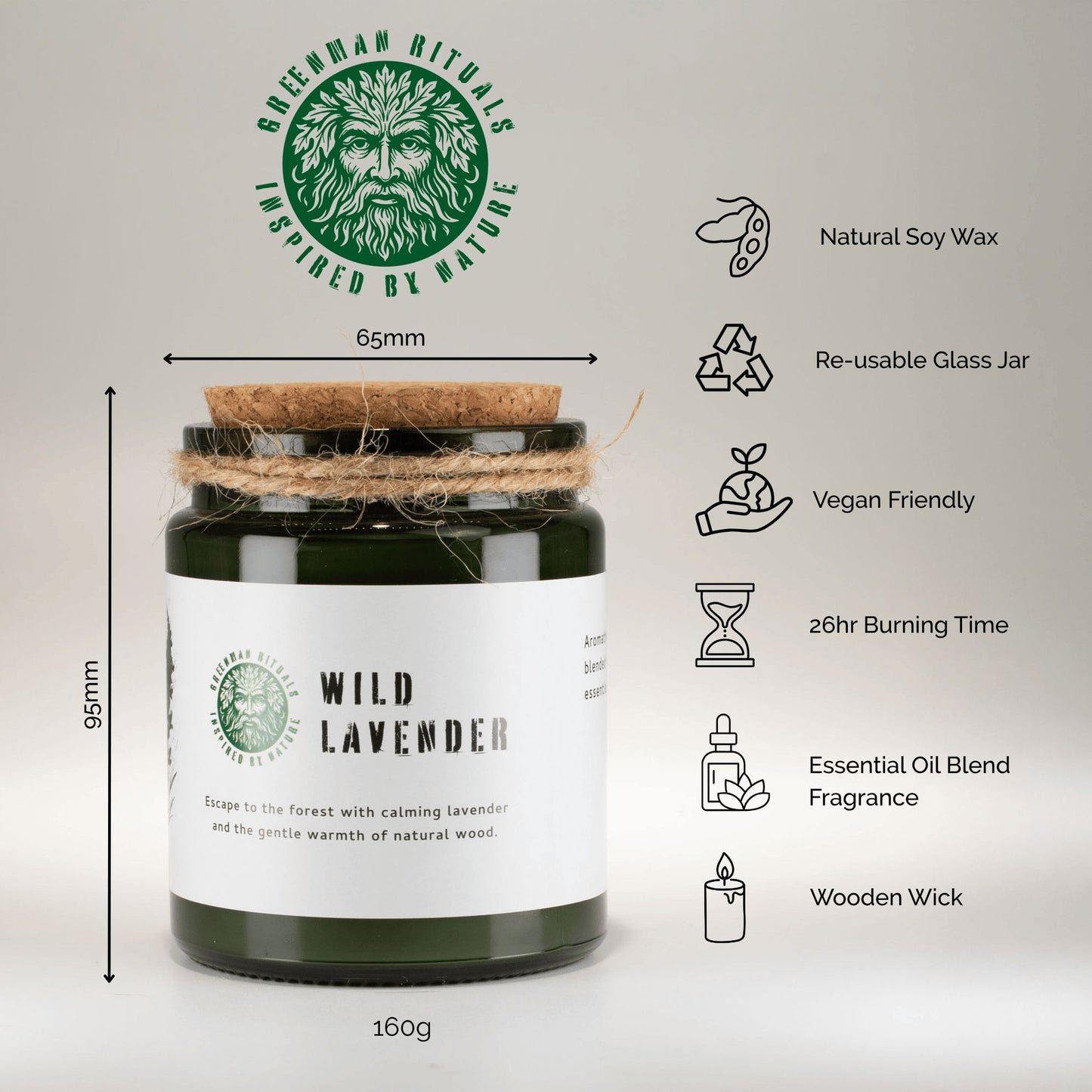 Greenman Woodwick Soy Candle - Wild Lavender
