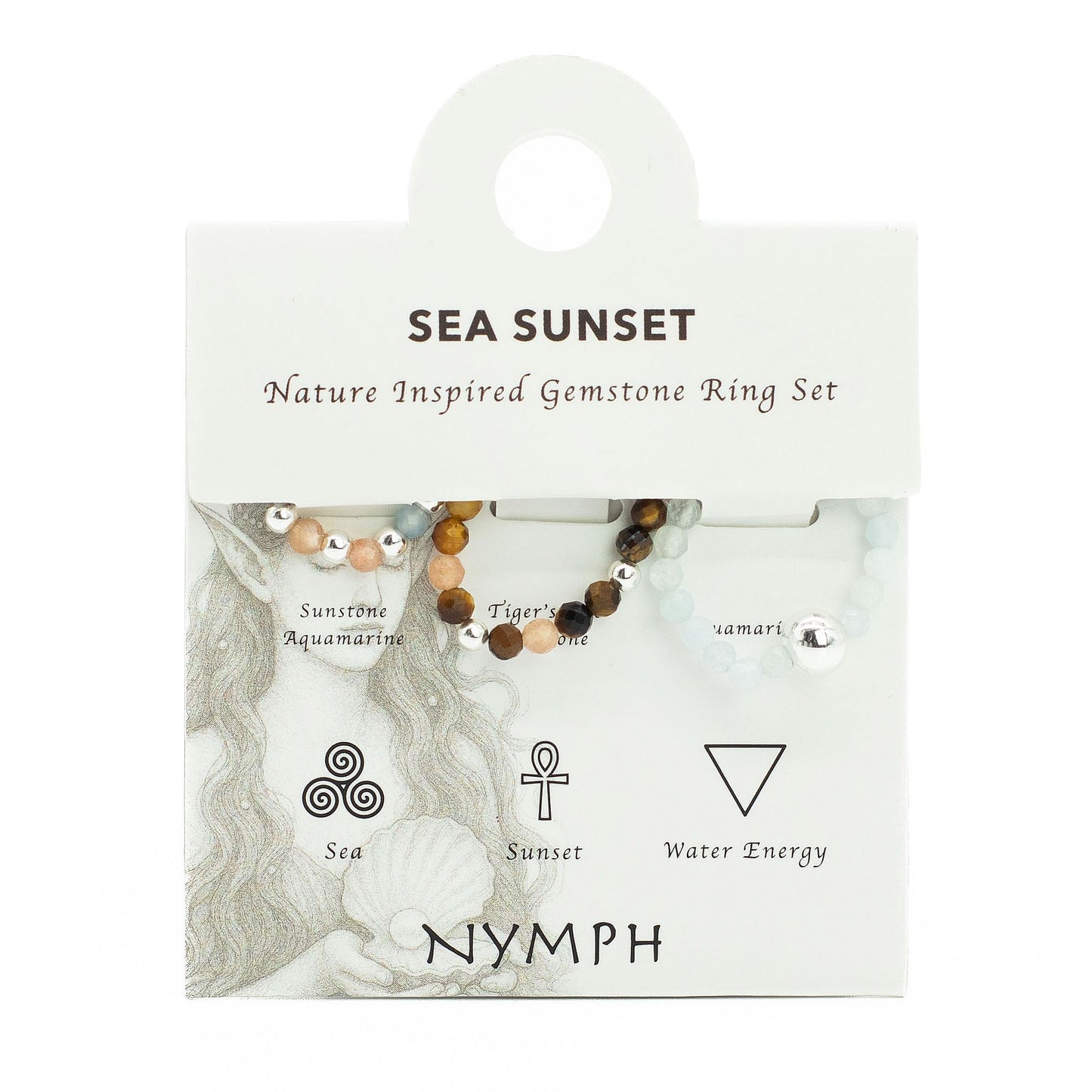 Nymph Spirit Gemstone Ring Set - Sea Sunset