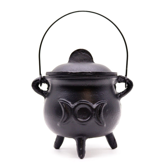 Large Cast Iron Cauldron with Triple Moon