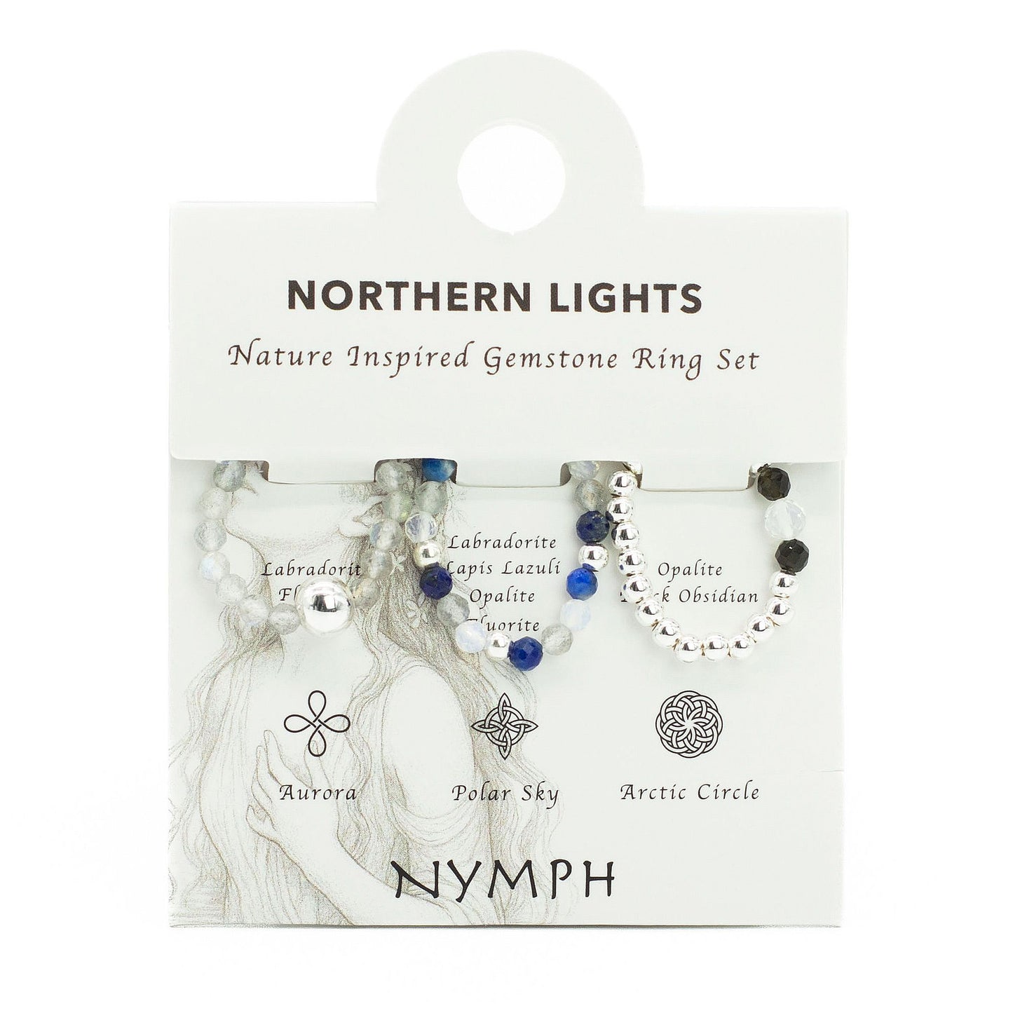 Nymph Spirit Gemstone Ring Set - Northern Lights