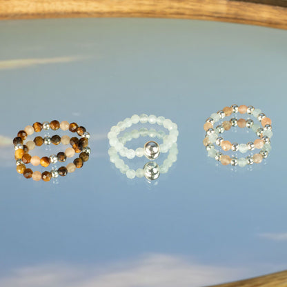 Nymph Spirit Gemstone Ring Set - Sea Sunset