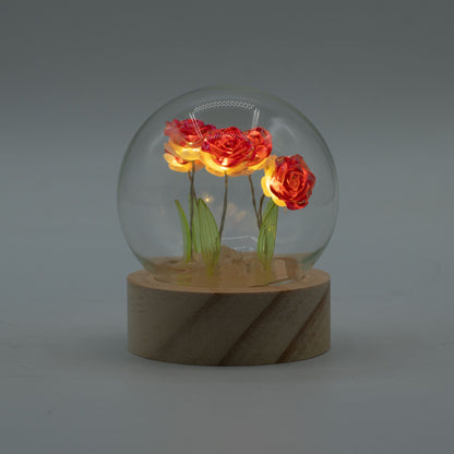 Floral Glow Garden Dome - 5 Red Roses