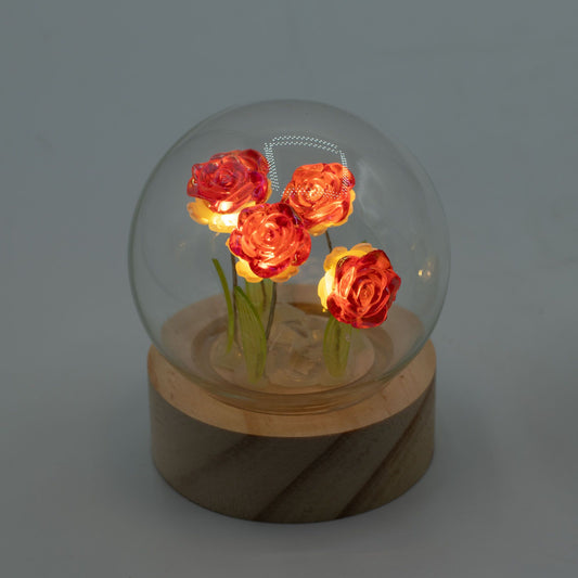 Floral Glow Garden Dome - 5 Red Roses