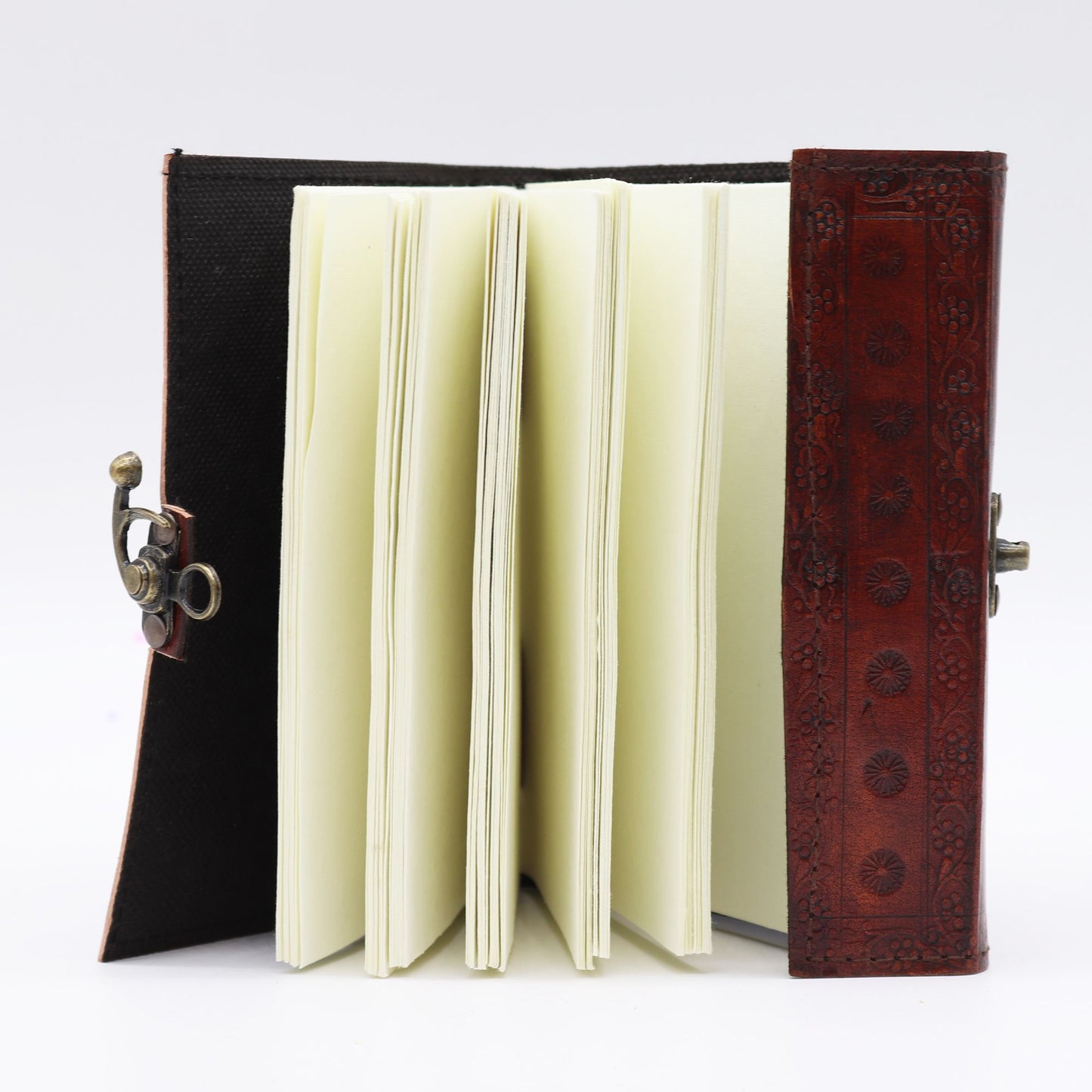 Dual Dragons Antique Grey Leather Notebook