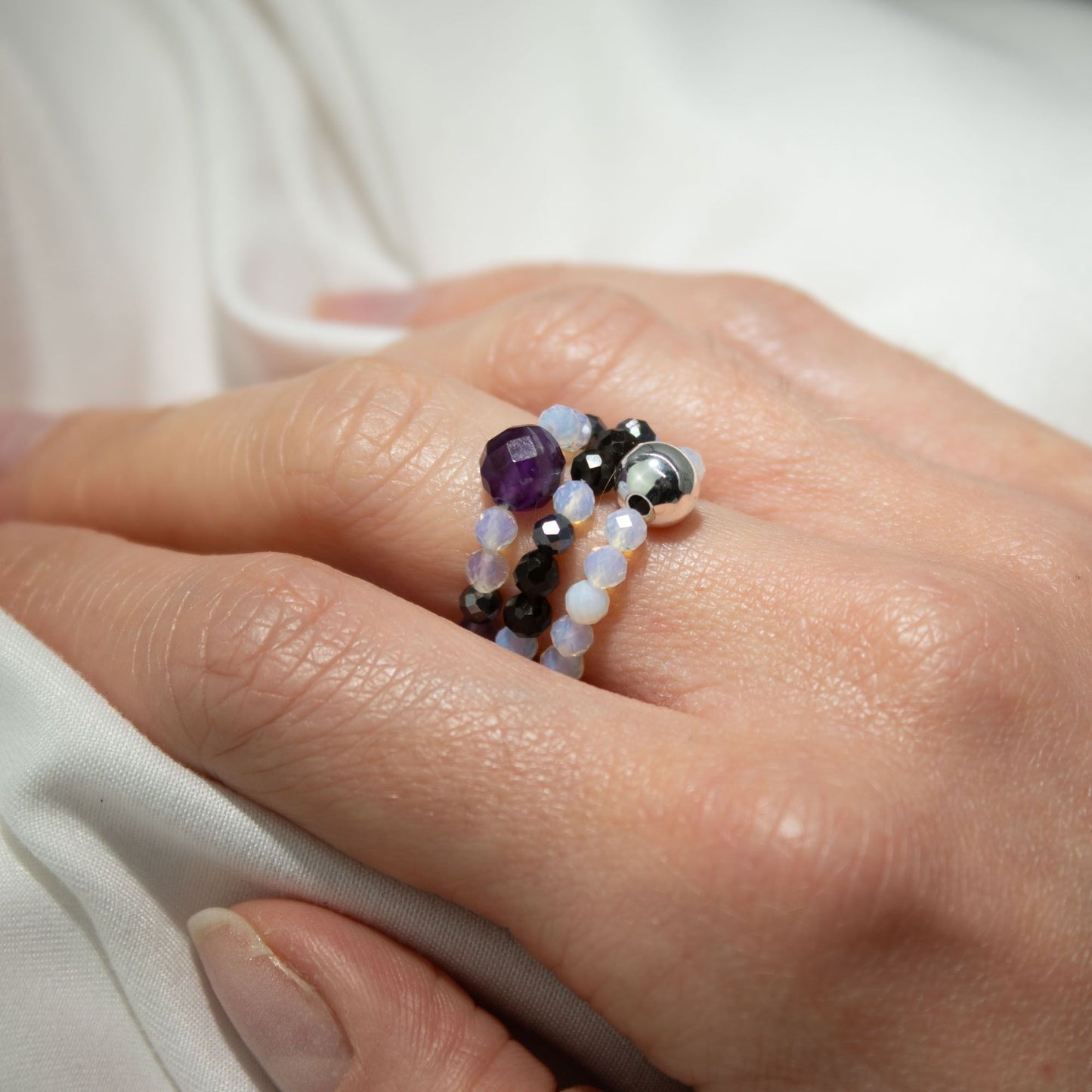 Nymph Spirit Gemstone Ring Set - Full Moon