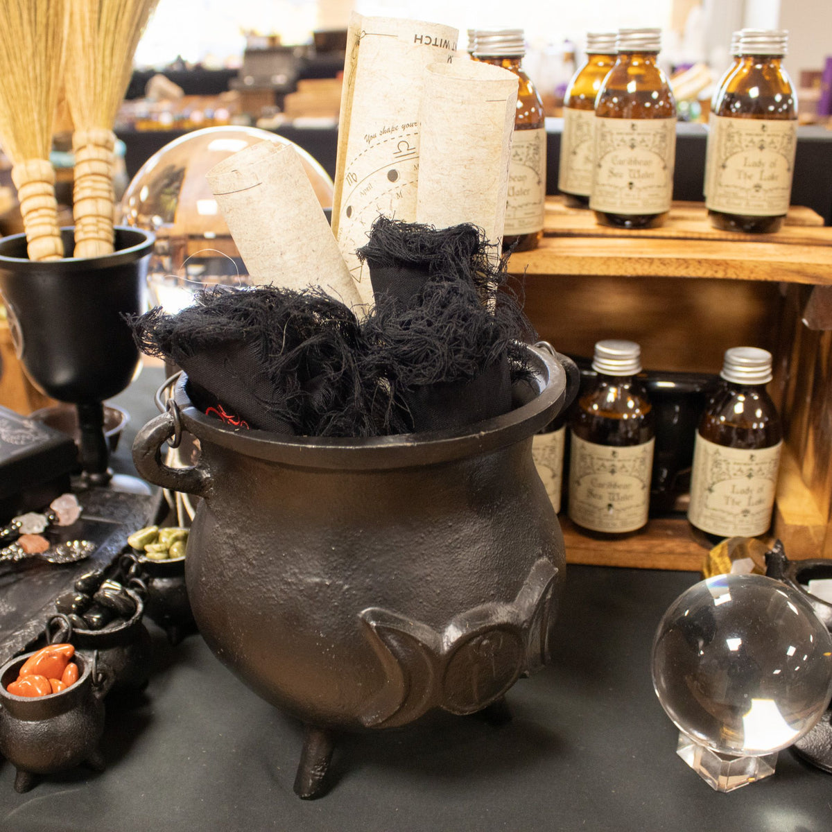 Extra Huge Cast Iron Cauldron with Triple Moon