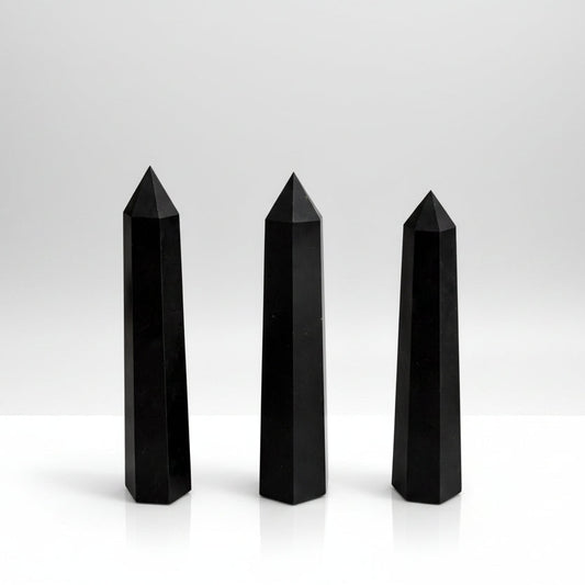 Gemstone Six Face Obelisk Point approx 17cm - Black Tourmaline