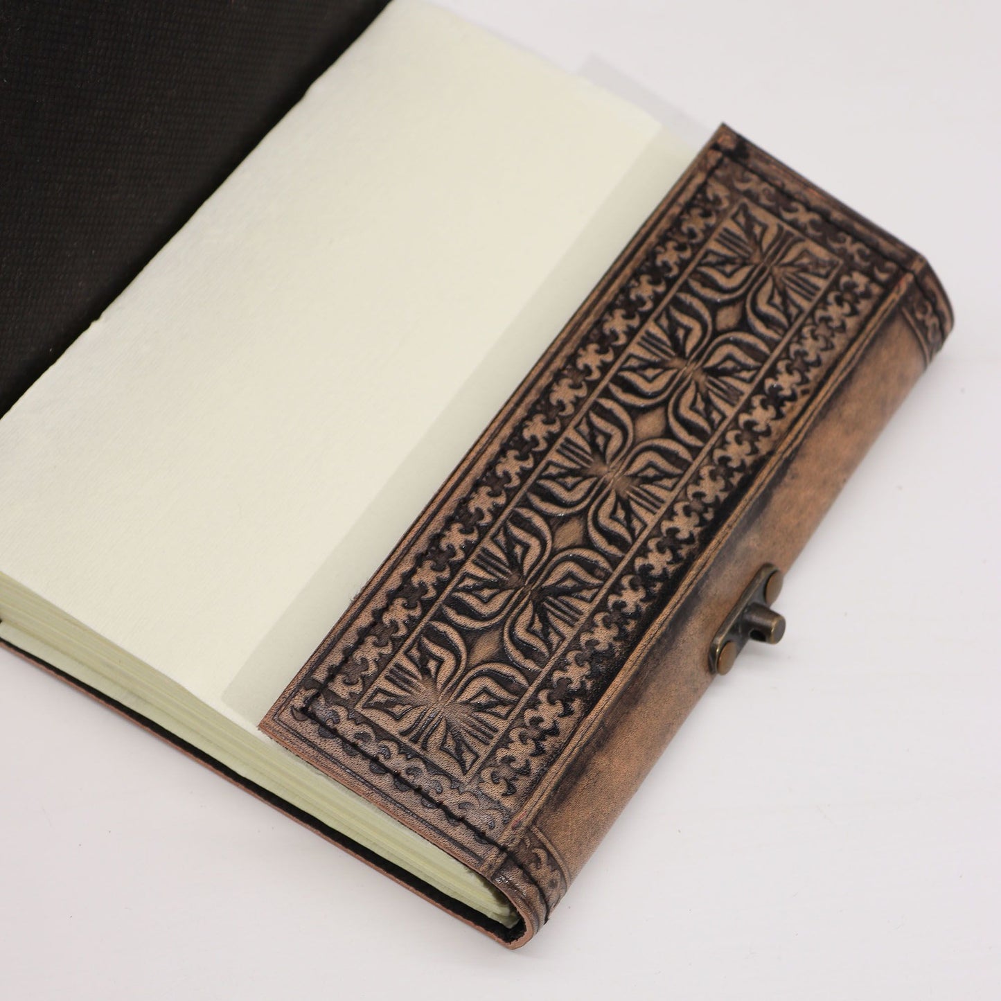 Hamsa Antique Grey Leather Notebook