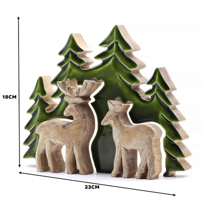 Lost in the Forest -  Two Deer in the Forest 3D Wooden Decoration