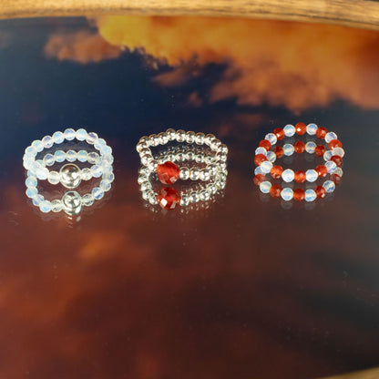 Nymph Spirit Gemstone Ring Set - Blood Moon