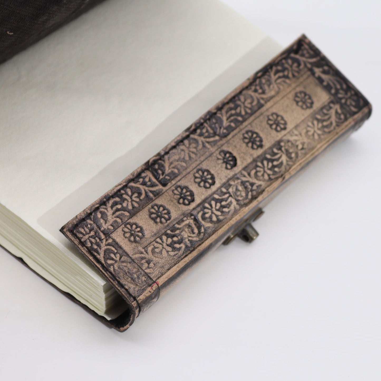 Dual Dragons Antique Grey Leather Notebook