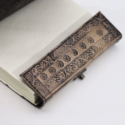 Dual Dragons Antique Grey Leather Notebook