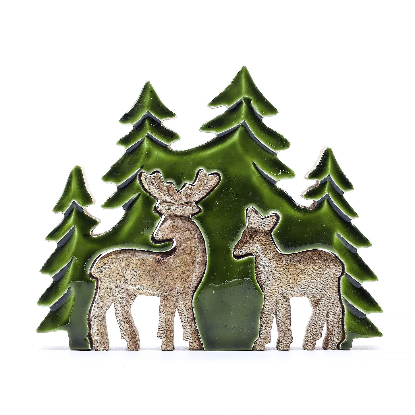 Lost in the Forest -  Two Deer in the Forest 3D Wooden Decoration