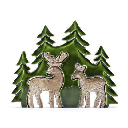 Lost in the Forest -  Two Deer in the Forest 3D Wooden Decoration