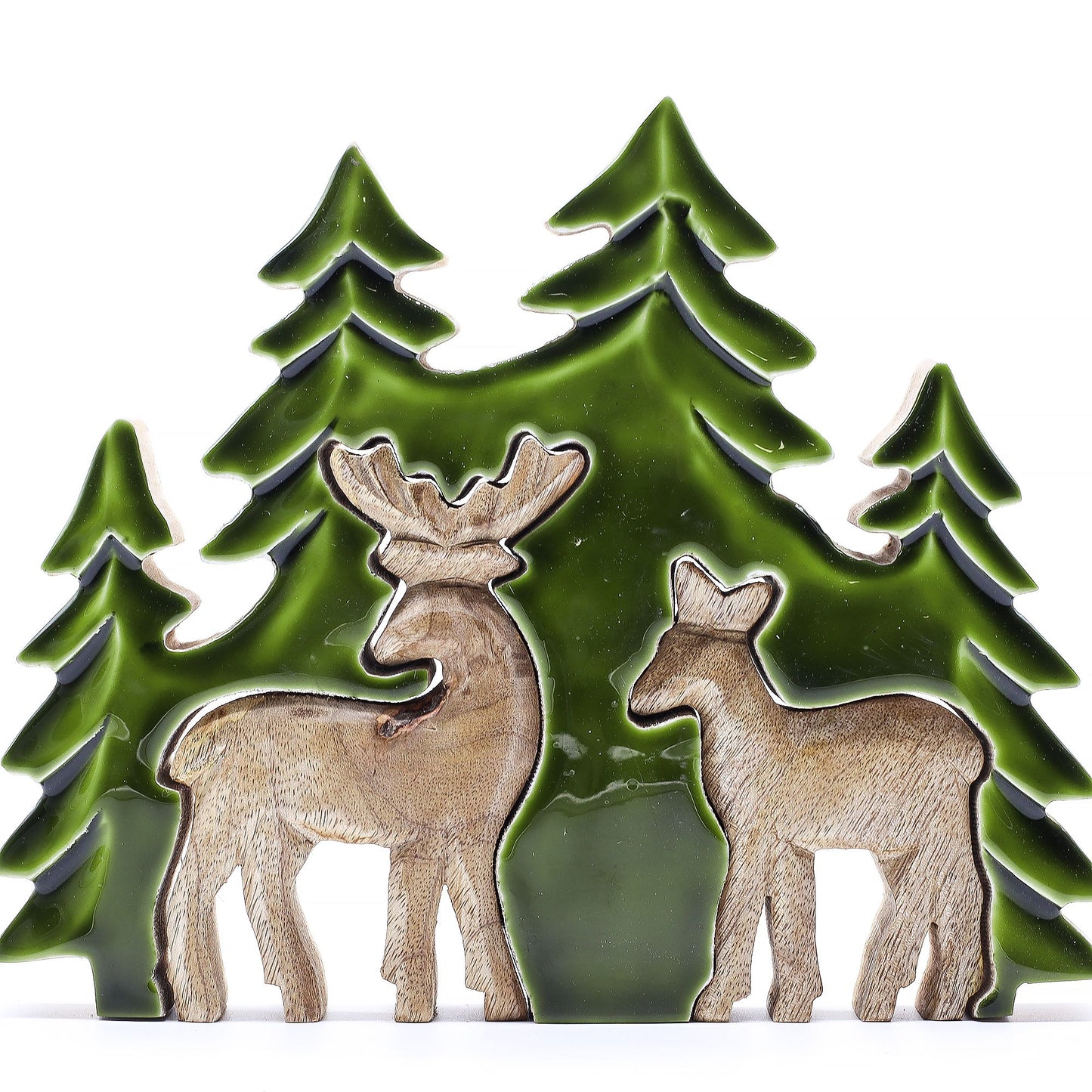 Lost in the Forest -  Two Deer in the Forest 3D Wooden Decoration
