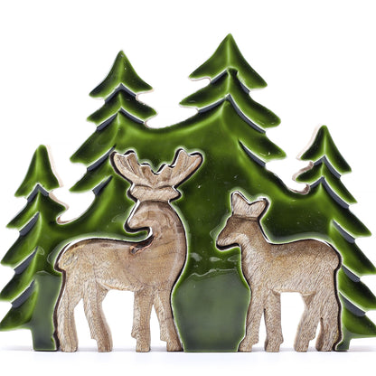 Lost in the Forest -  Two Deer in the Forest 3D Wooden Decoration