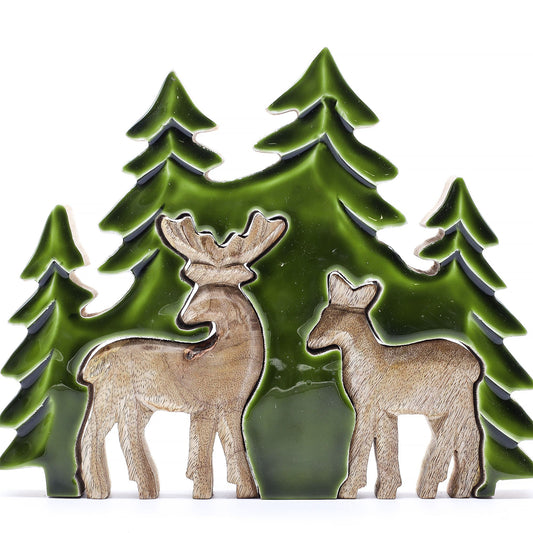 Lost in the Forest -  Two Deer in the Forest 3D Wooden Decoration