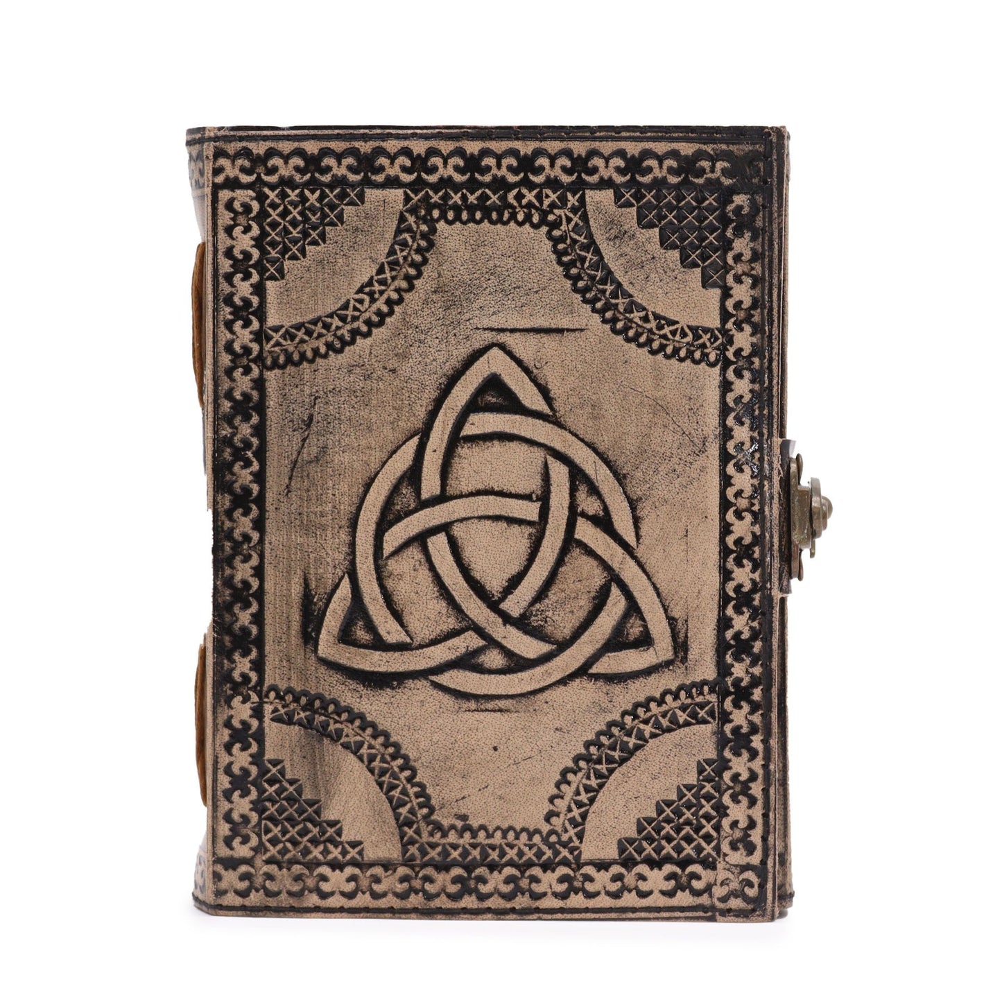 Triquetra Antique Grey Leather Notebook